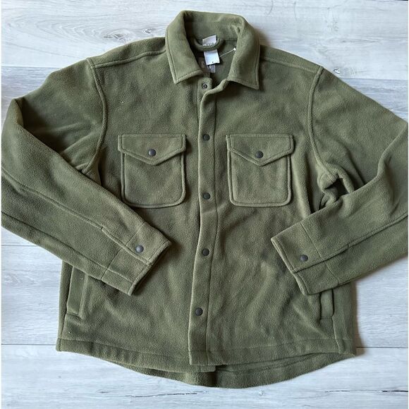GAP Recycled Arctic Fleece Overshirt Army Jacket Green S Nwt - Picture 2 of 3